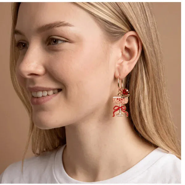 The Darling Effect Fashion Signature Hoop Earrings - Cranberry Cosmo