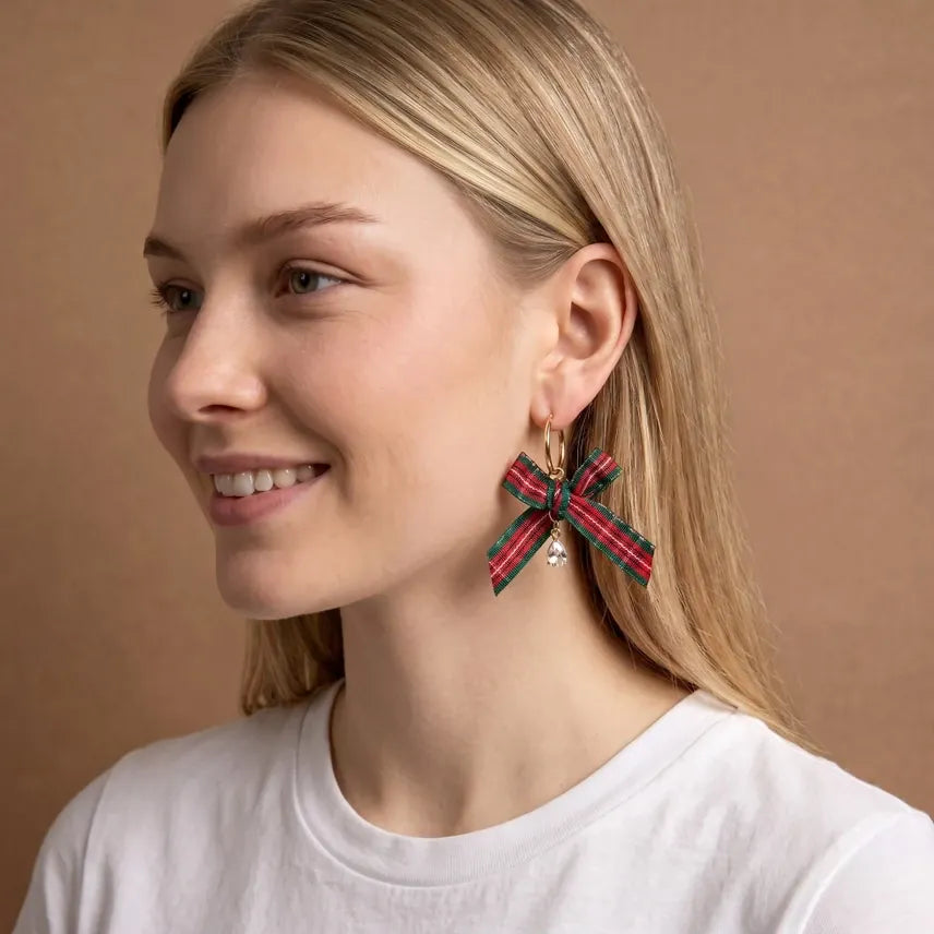 The Darling Effect Fashion Signature Hoop Earrings - Dressed in Plaid