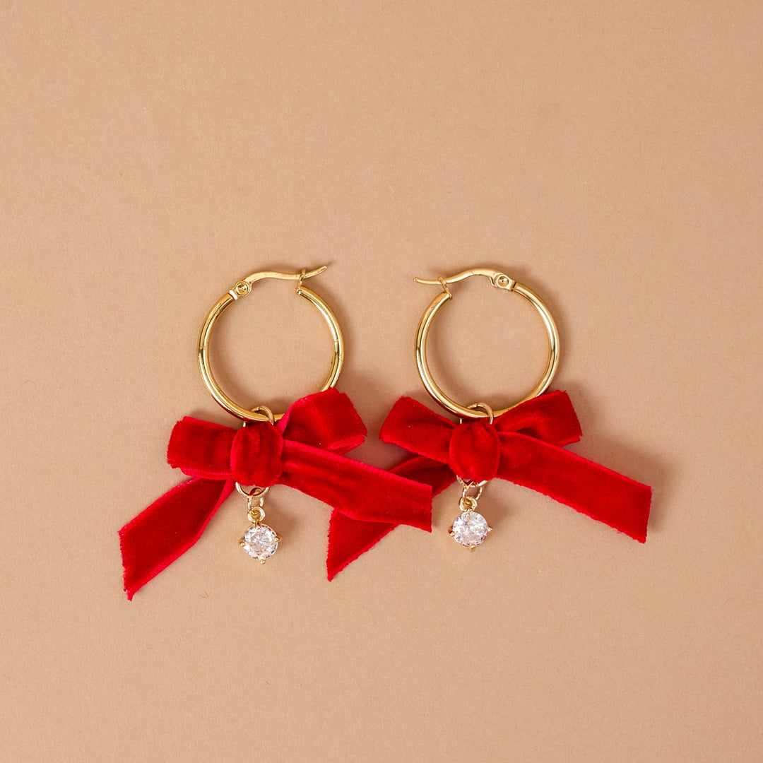 The Darling Effect Fashion Signature Hoop Earrings - Ruby Ribbon