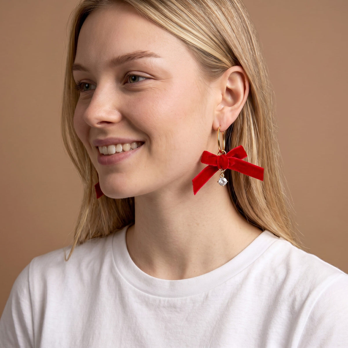 The Darling Effect Fashion Signature Hoop Earrings - Ruby Ribbon