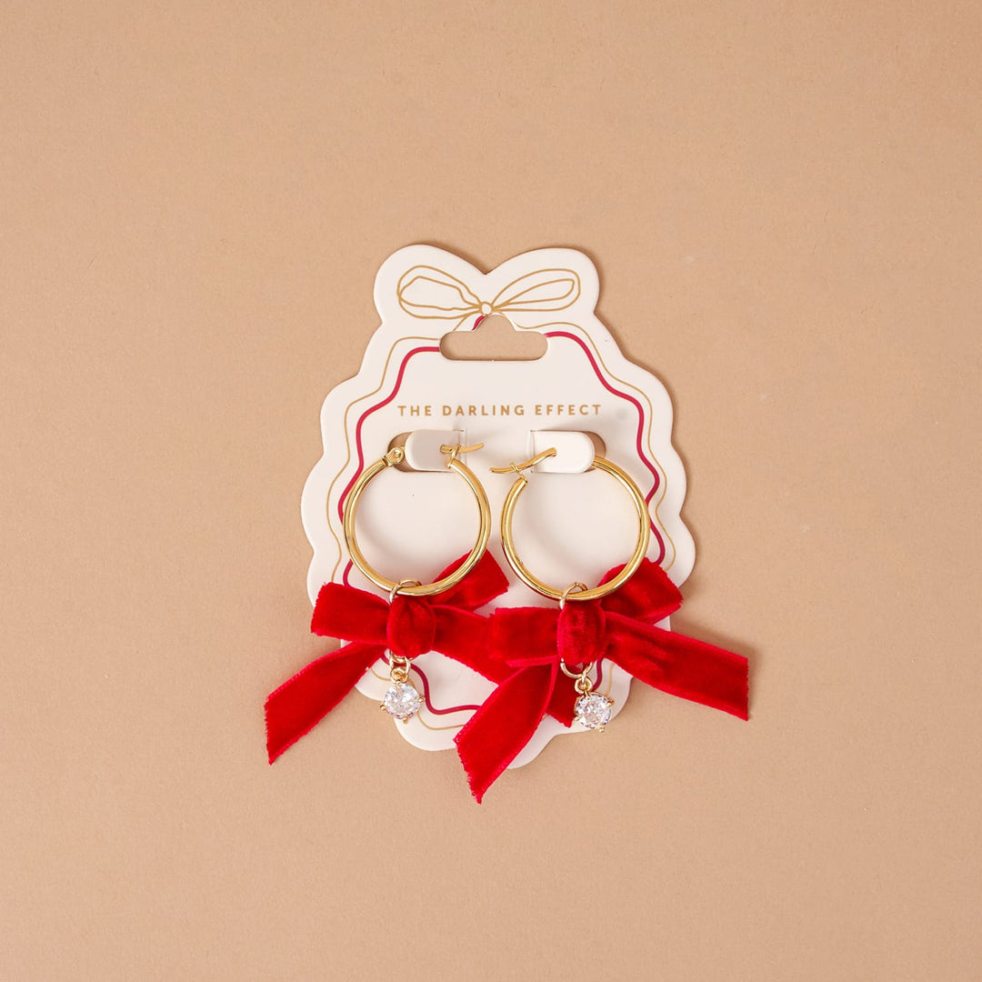 The Darling Effect Fashion Signature Hoop Earrings - Ruby Ribbon