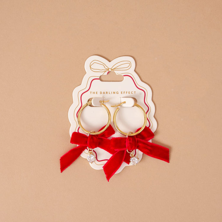 The Darling Effect Fashion Signature Hoop Earrings - Ruby Ribbon