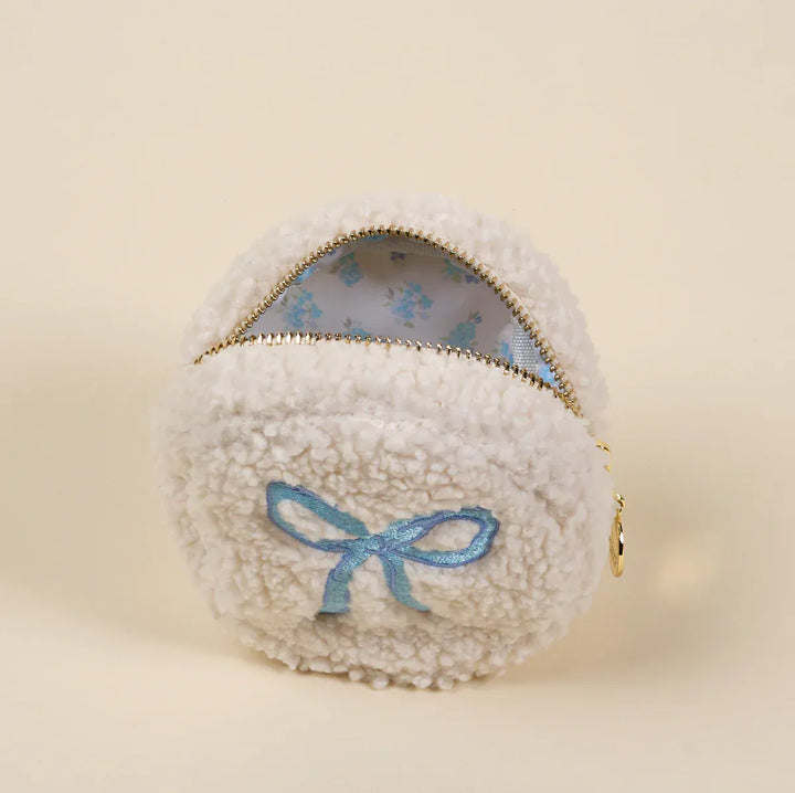 The Darling Effect Fashion Teddy Pouch - Circle Bow Blue