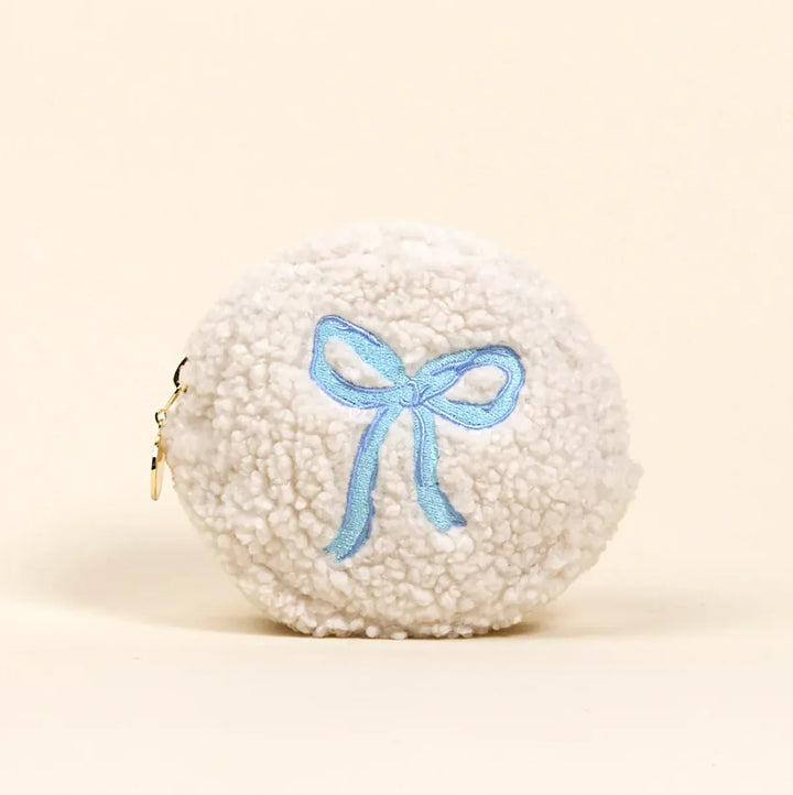 The Darling Effect Fashion Teddy Pouch - Circle Bow Blue