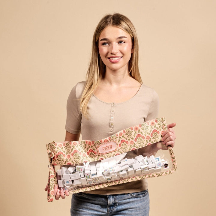 The Darling Effect Gifts Everbloom Dusty Rose Mahjong Tile Keeper Pouch