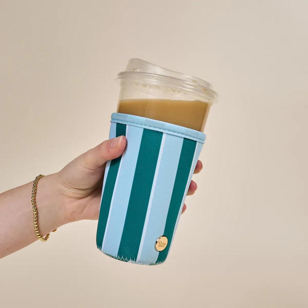 The Darling Effect Gifts Sicily Stripes Teal Sip Savvy Drink Sleeve