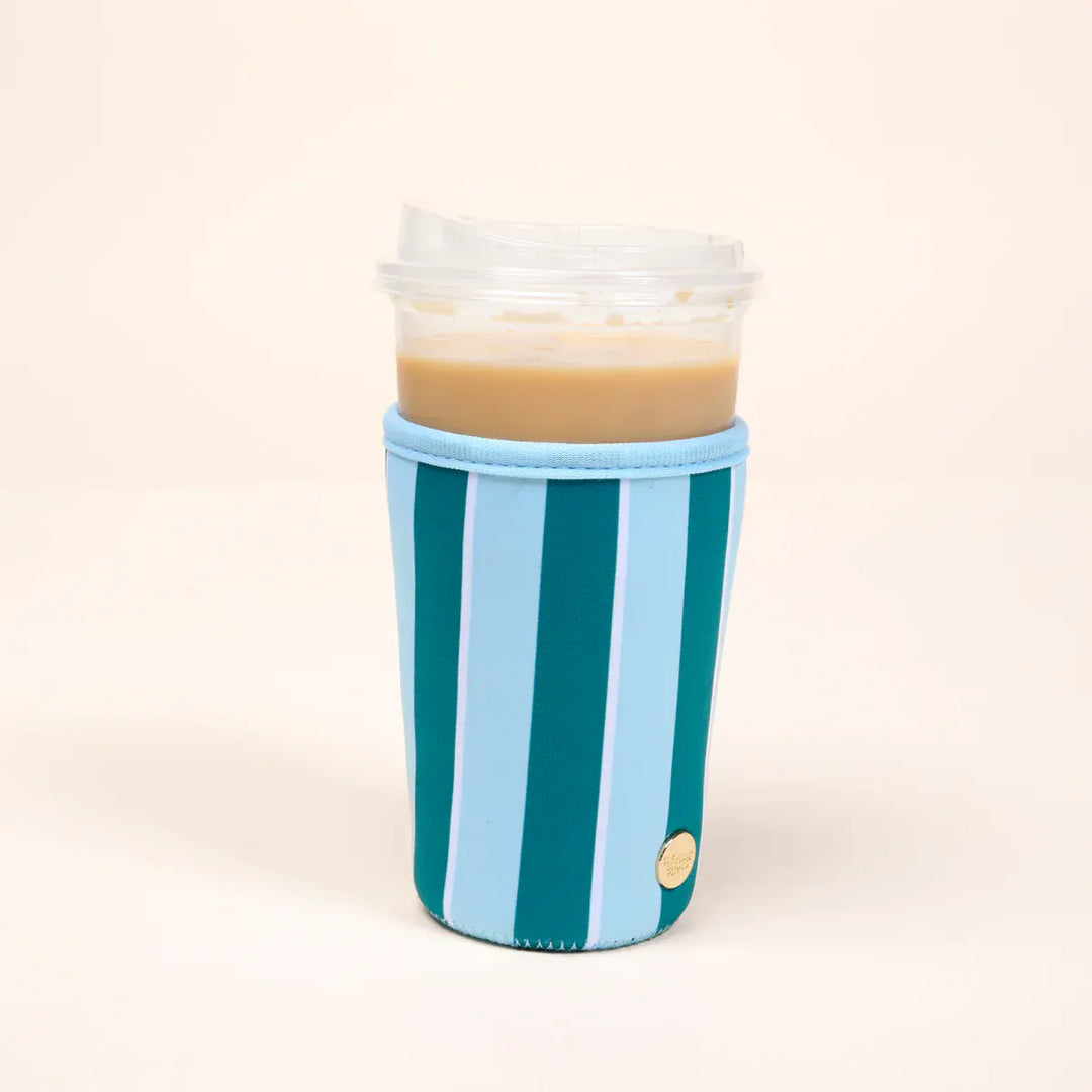 The Darling Effect Gifts Sicily Stripes Teal Sip Savvy Drink Sleeve