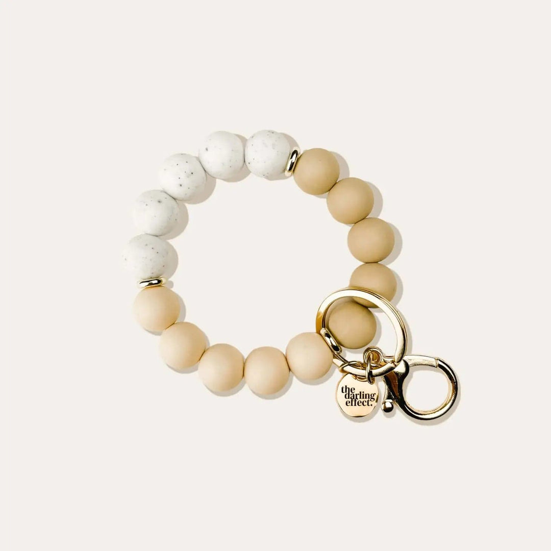 The Darling Effect Keychain Hands-Free Silicone Beaded Keychain Wristlet - Oatmilk Latte