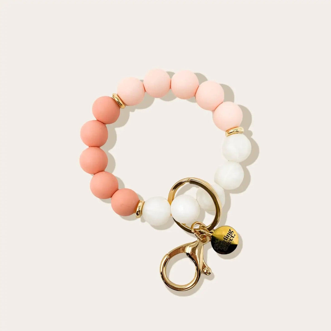 The Darling Effect Keychain Hands-Free Silicone Beaded Keychain Wristlet - Rosé All Day