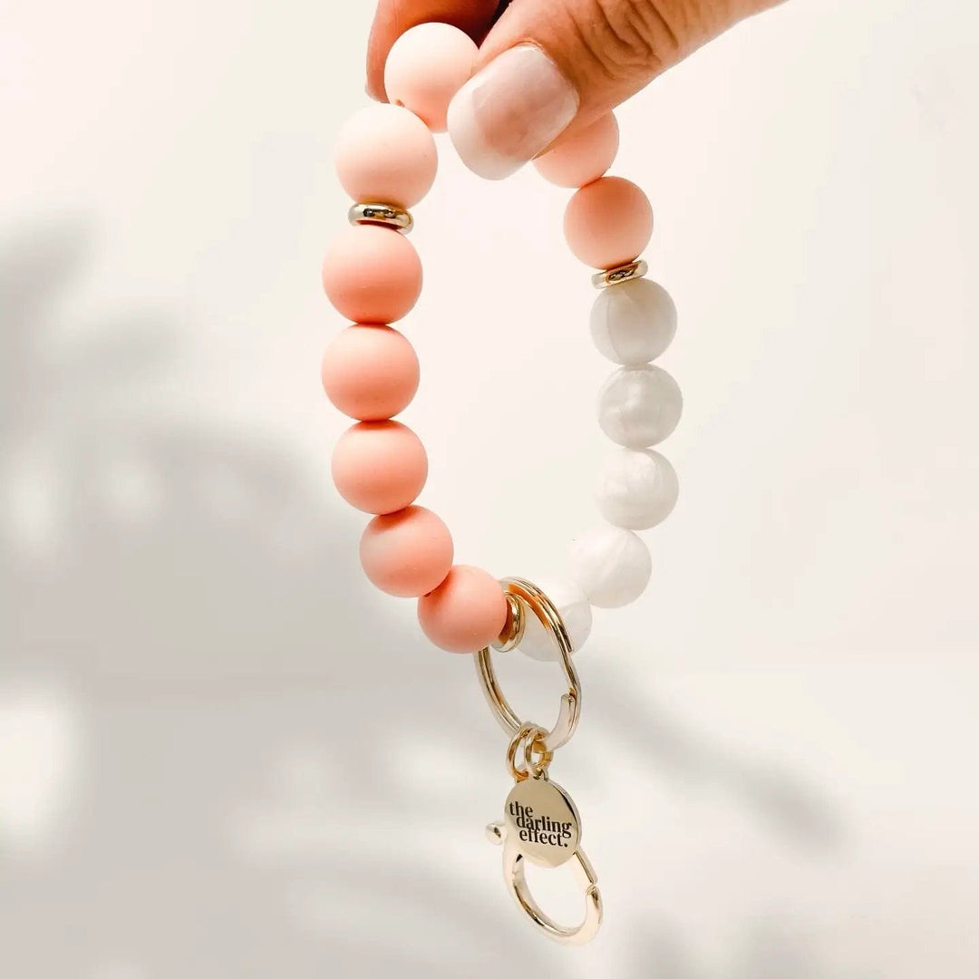 The Darling Effect Keychain Hands-Free Silicone Beaded Keychain Wristlet - Rosé All Day