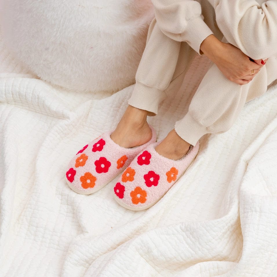 The Darling Effect Slipper Fuzzy Slippers - Pink Flower