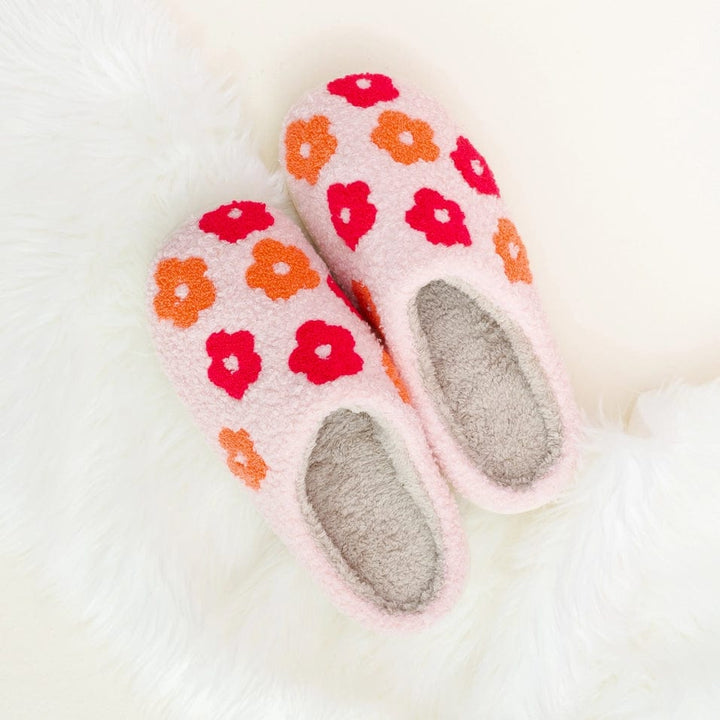 The Darling Effect Slipper Fuzzy Slippers - Pink Flower