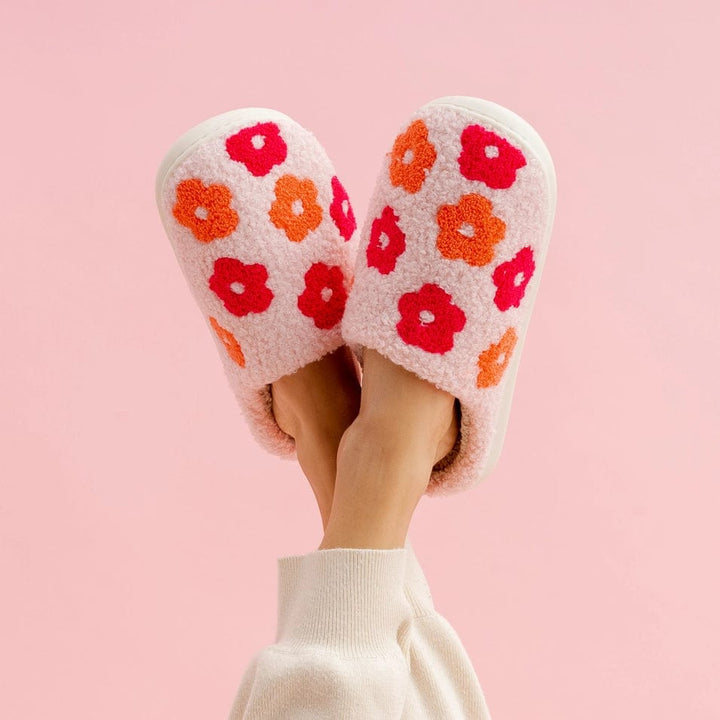 The Darling Effect Slipper Fuzzy Slippers - Pink Flower