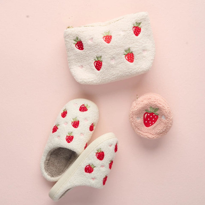 The Darling Effect Slipper Fuzzy Slippers - Strawberries