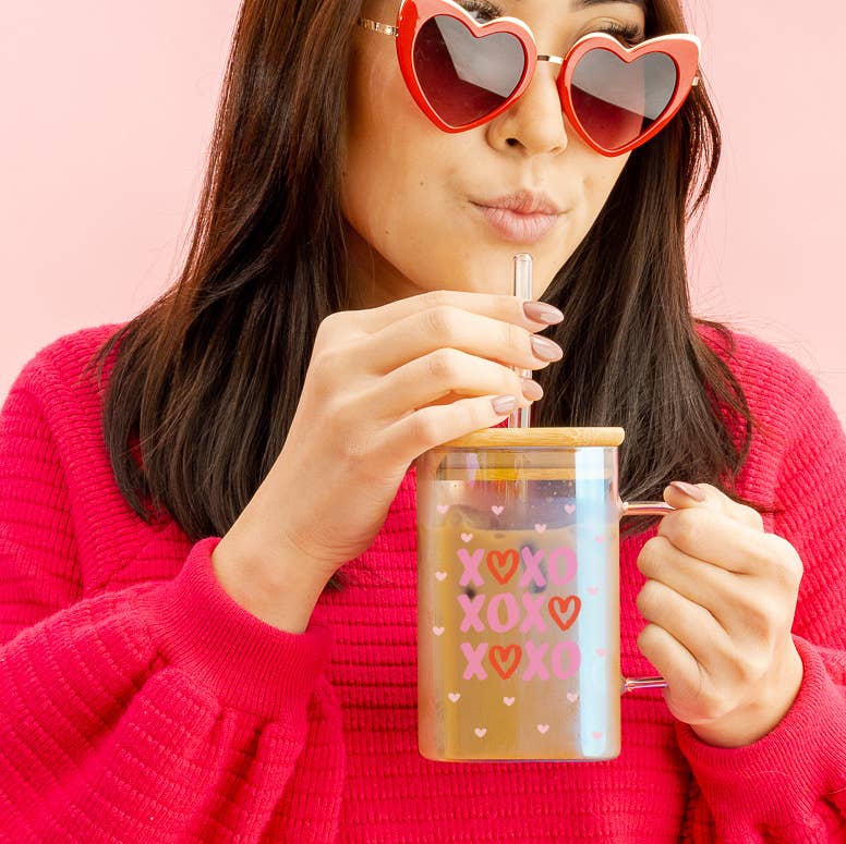 The Darling Effect Valentine's Day Square Glass Cup - XOXO
