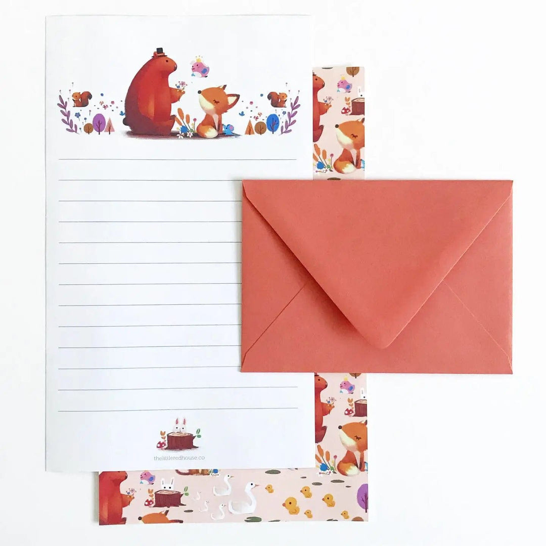 The Little Red House Paper Goods Forest Animals Letter Set