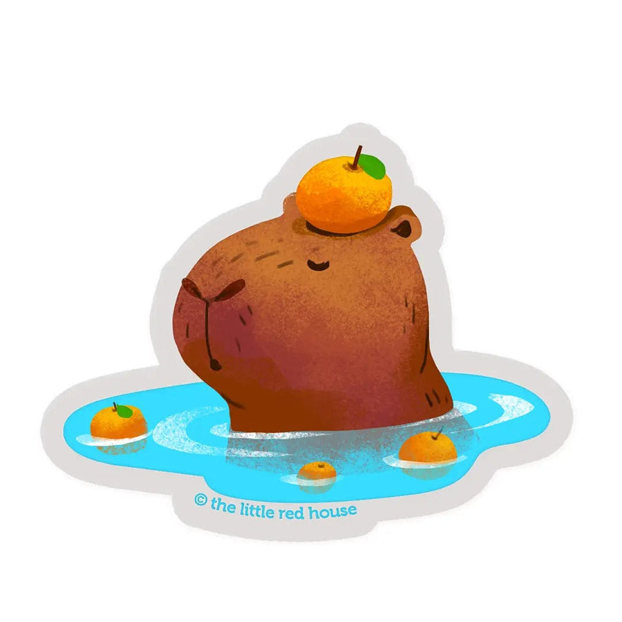 The Little Red House Sticker Chill Capybara Onsen Clear Sticker