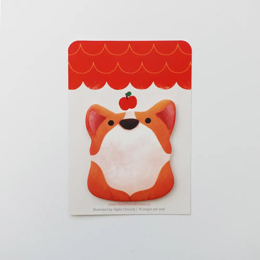 The Little Red House Sticky Notes Corgi with Apple Die Cut Sticky Note