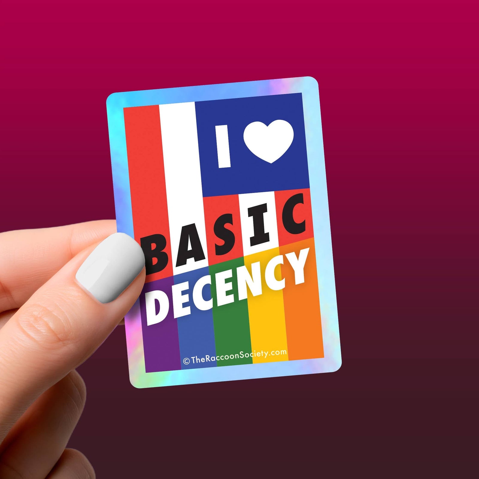 The Raccoon Society Cards Basic Decency Funny Holographic Card