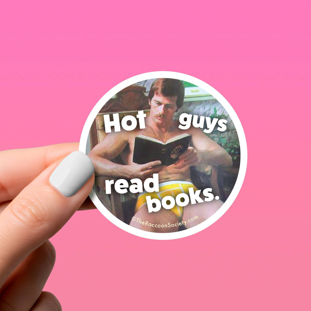 The Raccoon Society Cards Hot Guys Read Books Funny Sticker
