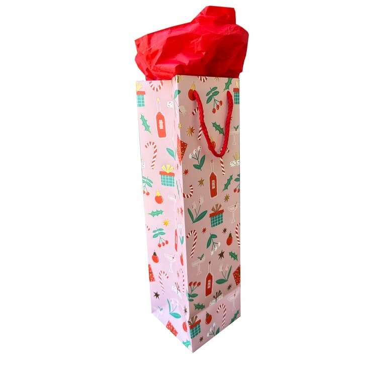 The Social Type Gift Bags Deck The Halls Wine Gift Bag