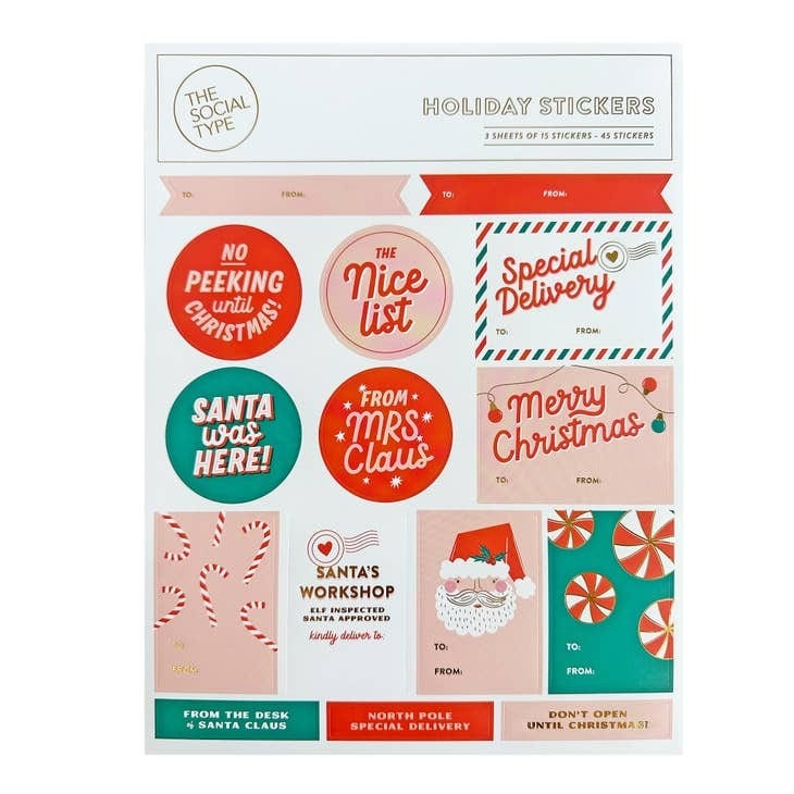 The Social Type Gift Bags Holiday Sticker Sheet