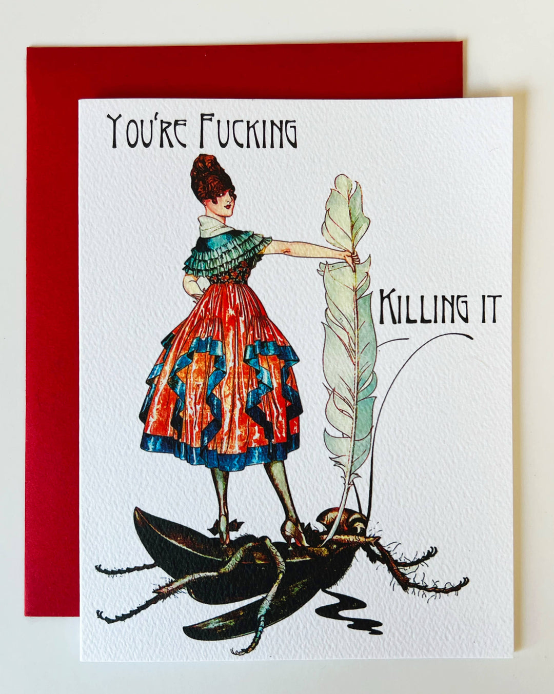 The Twentieth Card Killing It Vintage Style Art Nouveau Congratulations Card