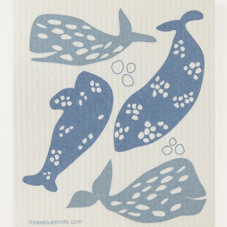 Three Bluebirds Swedish Dishcloth Whales Swedish Dishcloth