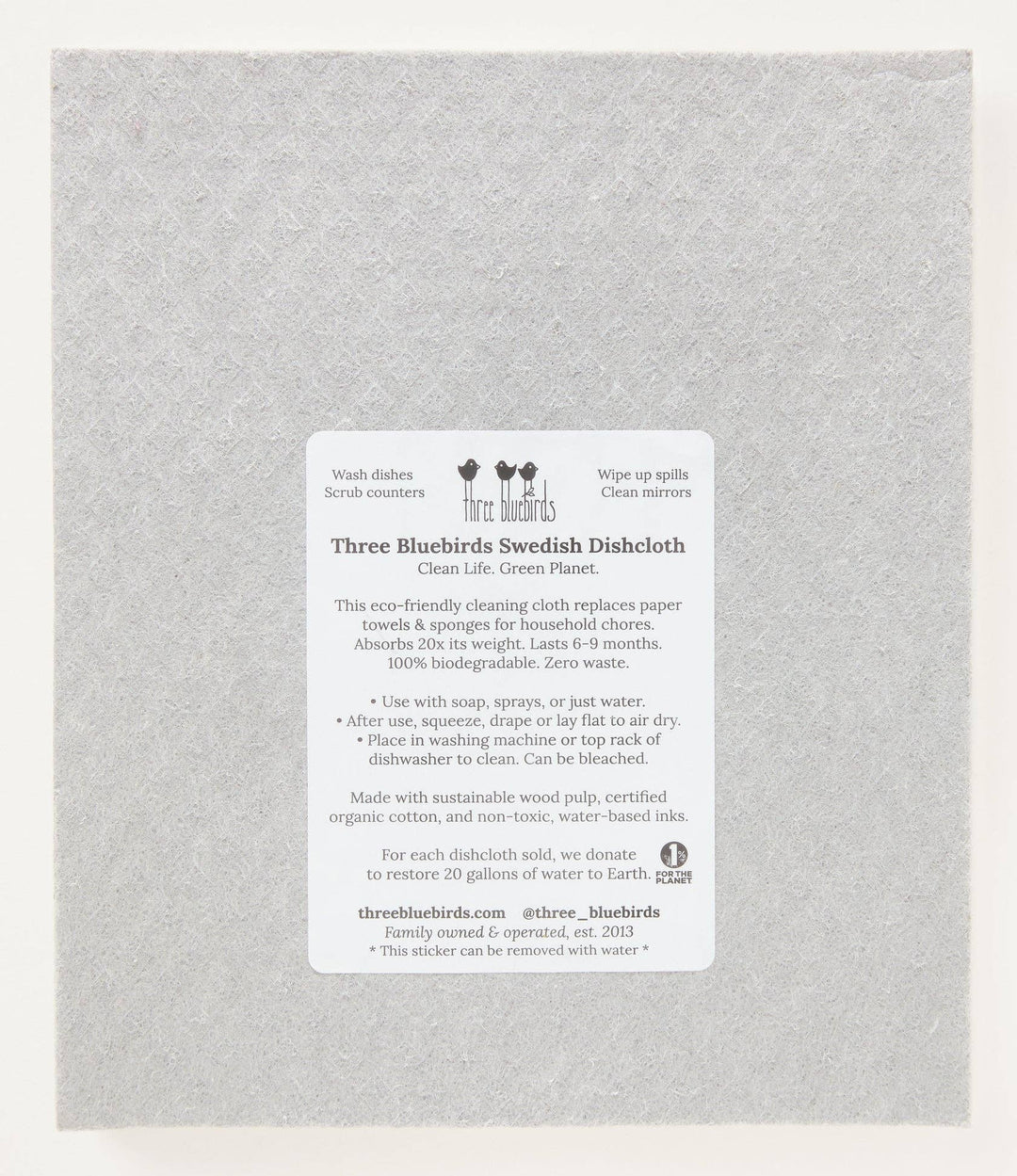 Three Bluebirds Swedish Dishcloths Home Frosty Friends on Grey Swedish Dishcloth