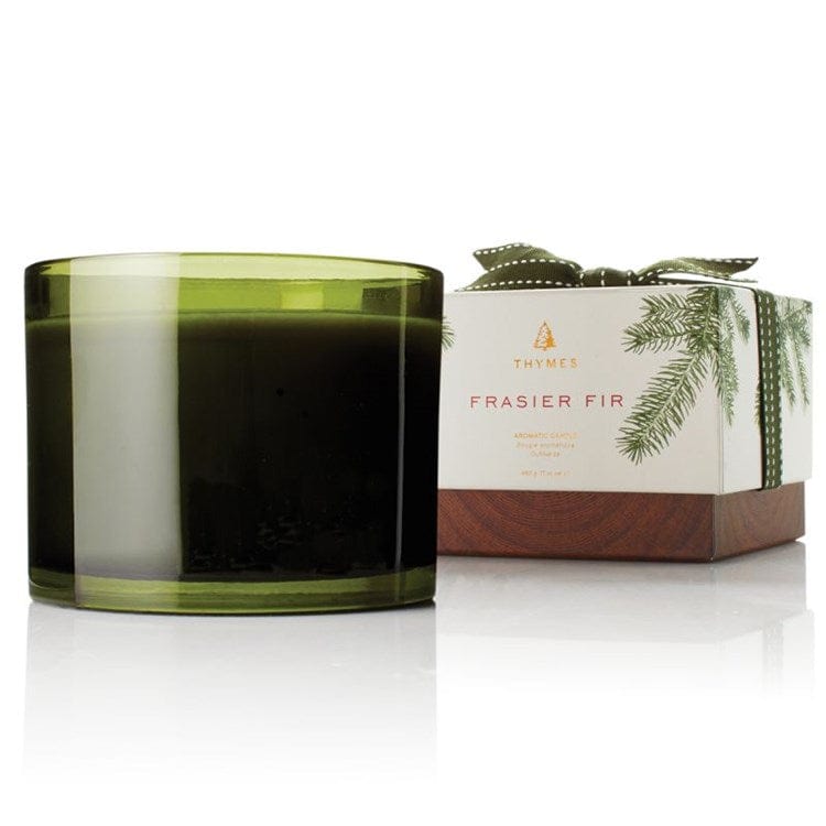 Thymes Frasier Fir 17oz Poured Candle, 3-wick, Green