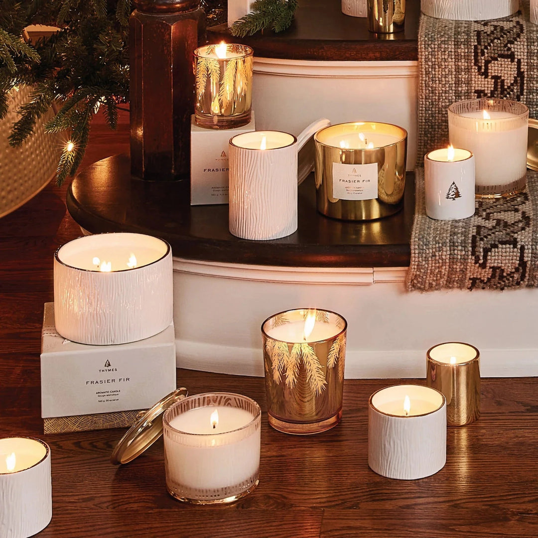 Thymes Holiday Frasier Fir 13 oz Poured Candle Gilded