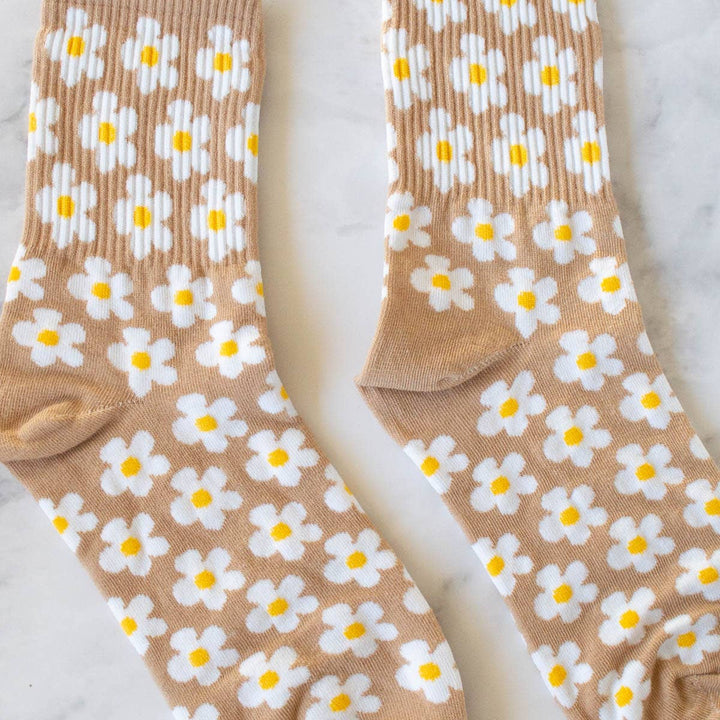 Tiepology Fashion Full of Daisy Casual Socks - Sand