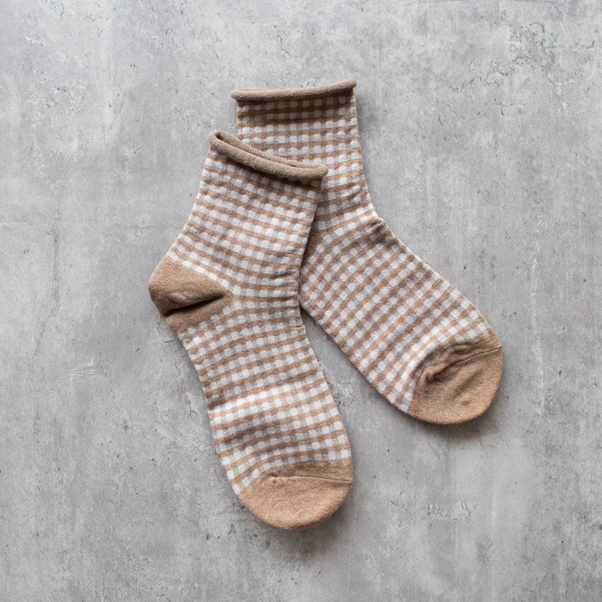 Tiepology Fashion Picnic Mid Crew Socks - Mocha