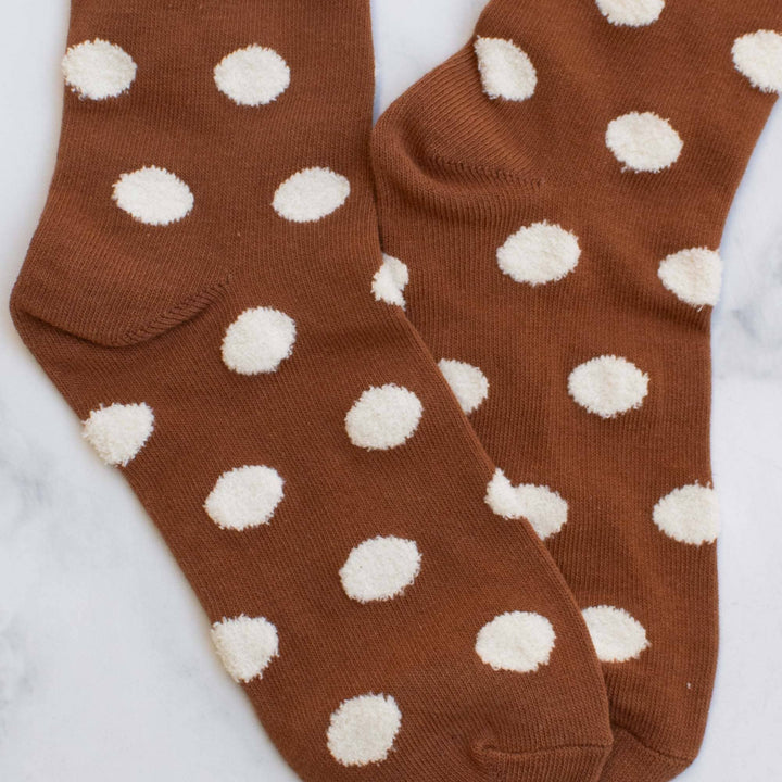 Tiepology Fashion Women's Polka Dots Puff Casual Socks - Rust