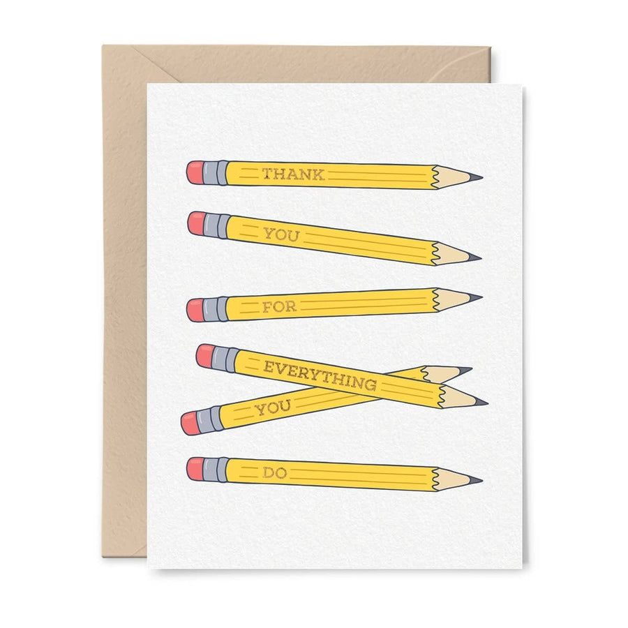 Tiny Hooray Card Thank You for Everything Pencils