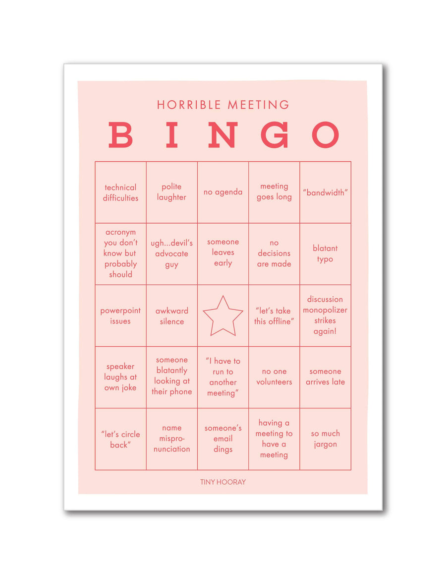 Tiny Hooray Game Horrible Meeting Bingo Game