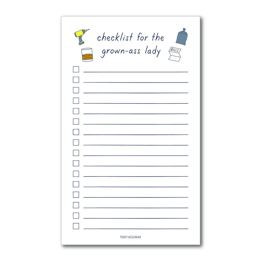 Tiny Hooray Notepad Grown-Ass Lady Checklist