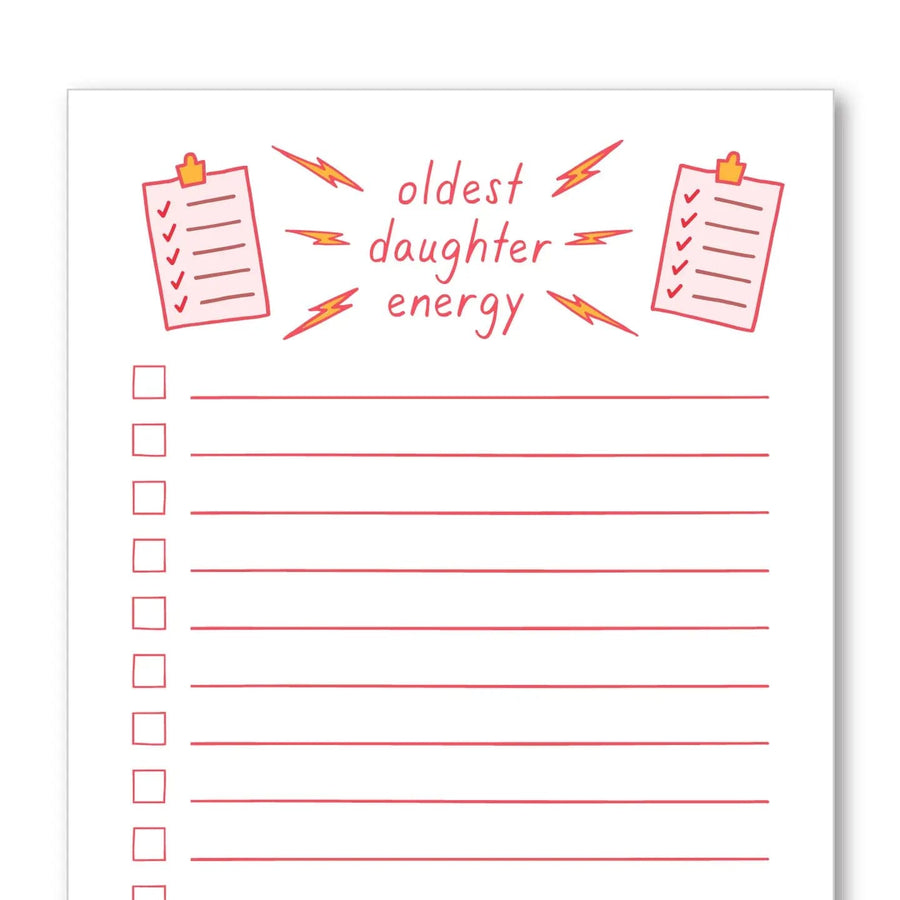 Tiny Hooray Notepad Oldest Daughter Energy Checklist Notepad