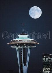 Tom Haseltine Photography Postcard June Moon Seattle Space Needle Postcard