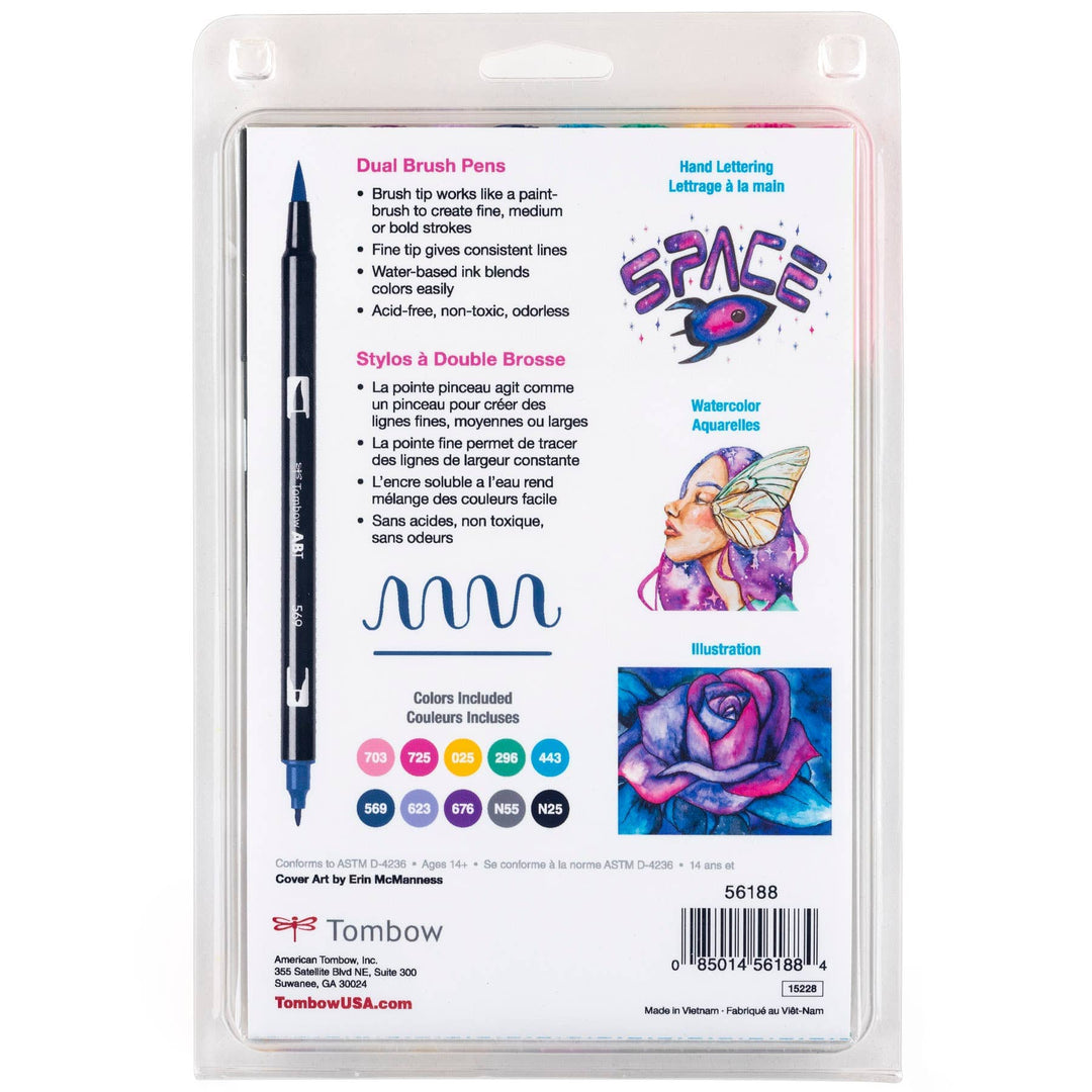 Tombow paper Dual Brush Pen Art Markers: Galaxy - 10-Pack