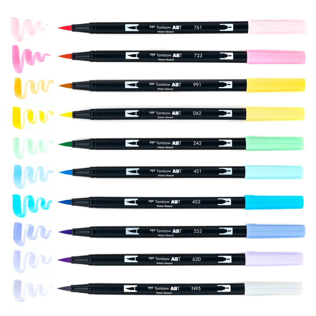 Tombow paper Dual Brush Pen Art Markers: Pastel - 10-Pack