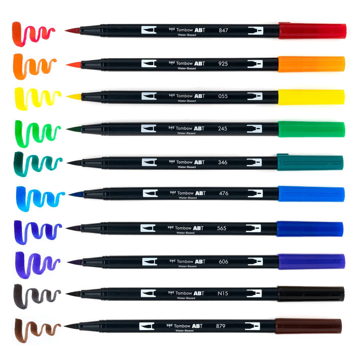 Tombow paper Dual Brush Pen Art Markers: Primary - 10-Pack