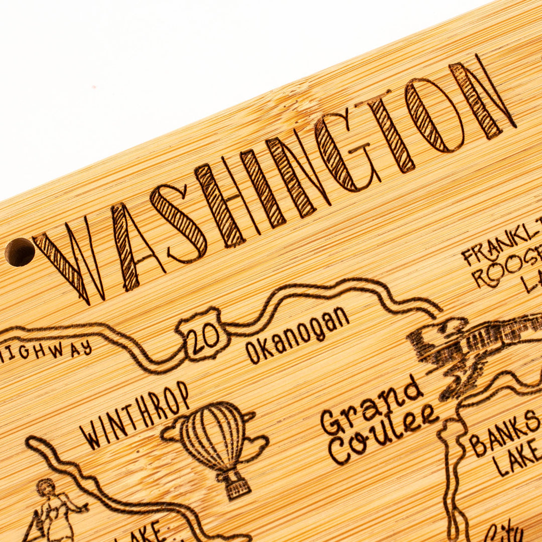 Totally Bamboo Home Destination Washington Cutting Board with Engraved Artwork