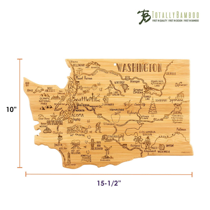Totally Bamboo Home Destination Washington Cutting Board with Engraved Artwork