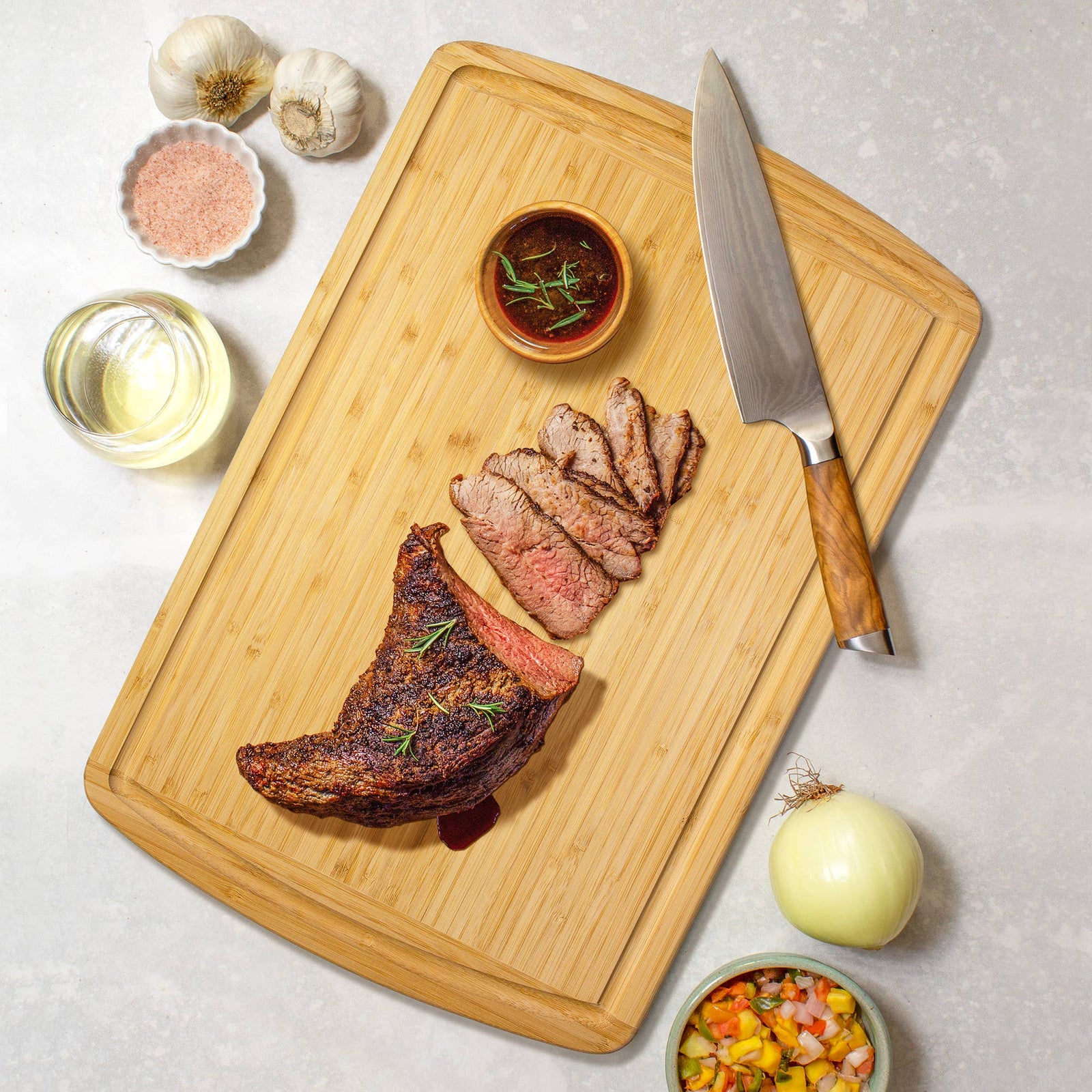 Totally Bamboo Home Malibu Groove Bamboo Cutting Board with Juice Groove