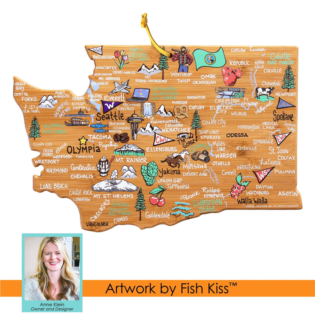 Totally Bamboo Home Washington Cutting Board with Artwork by Fish Kiss™