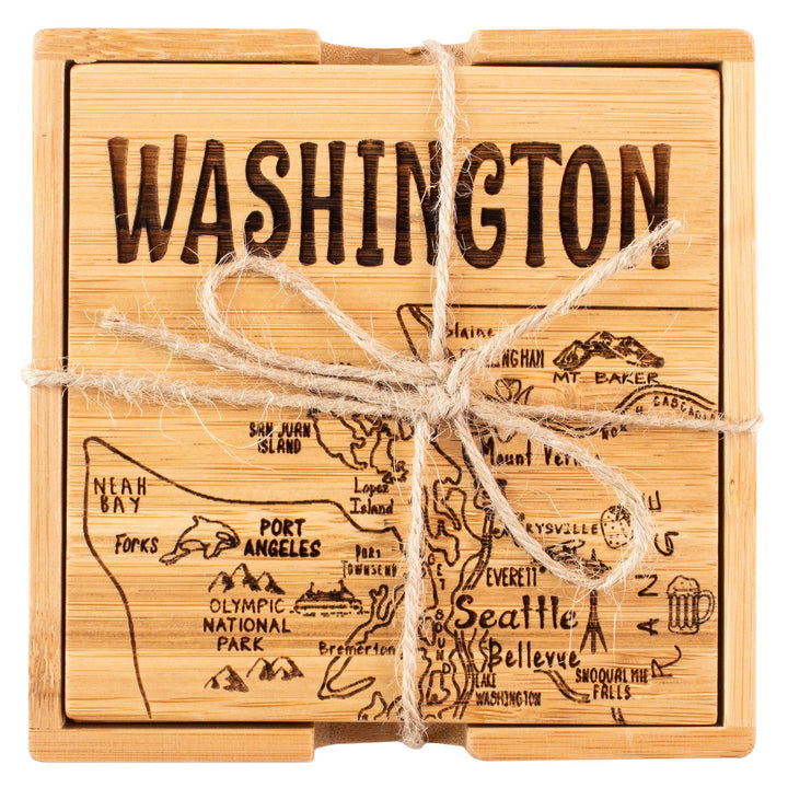 Totally Bamboo Home Washington Puzzle 4-Pc. Coaster Set with Case