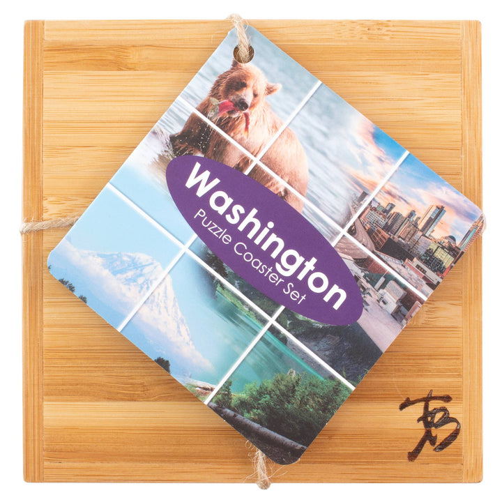 Totally Bamboo Home Washington Puzzle 4-Pc. Coaster Set with Case