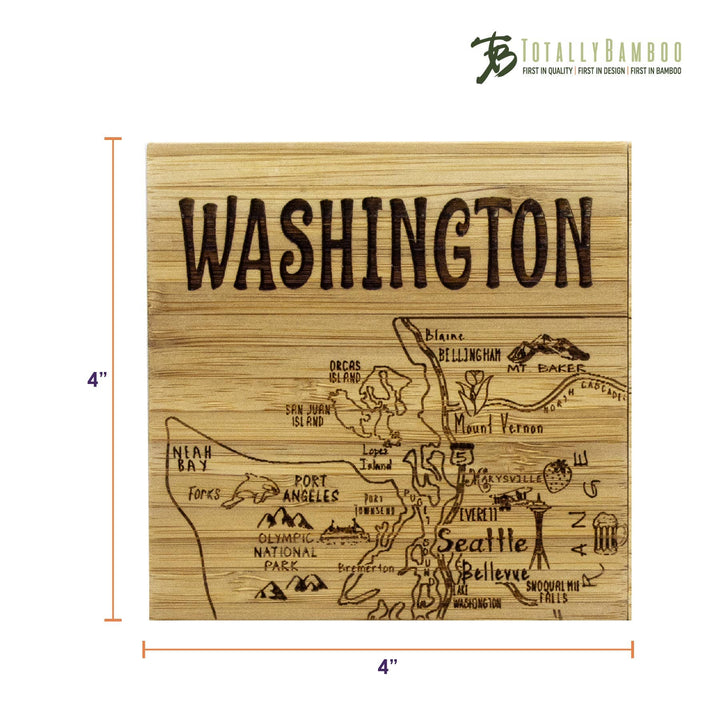 Totally Bamboo Home Washington Puzzle 4-Pc. Coaster Set with Case