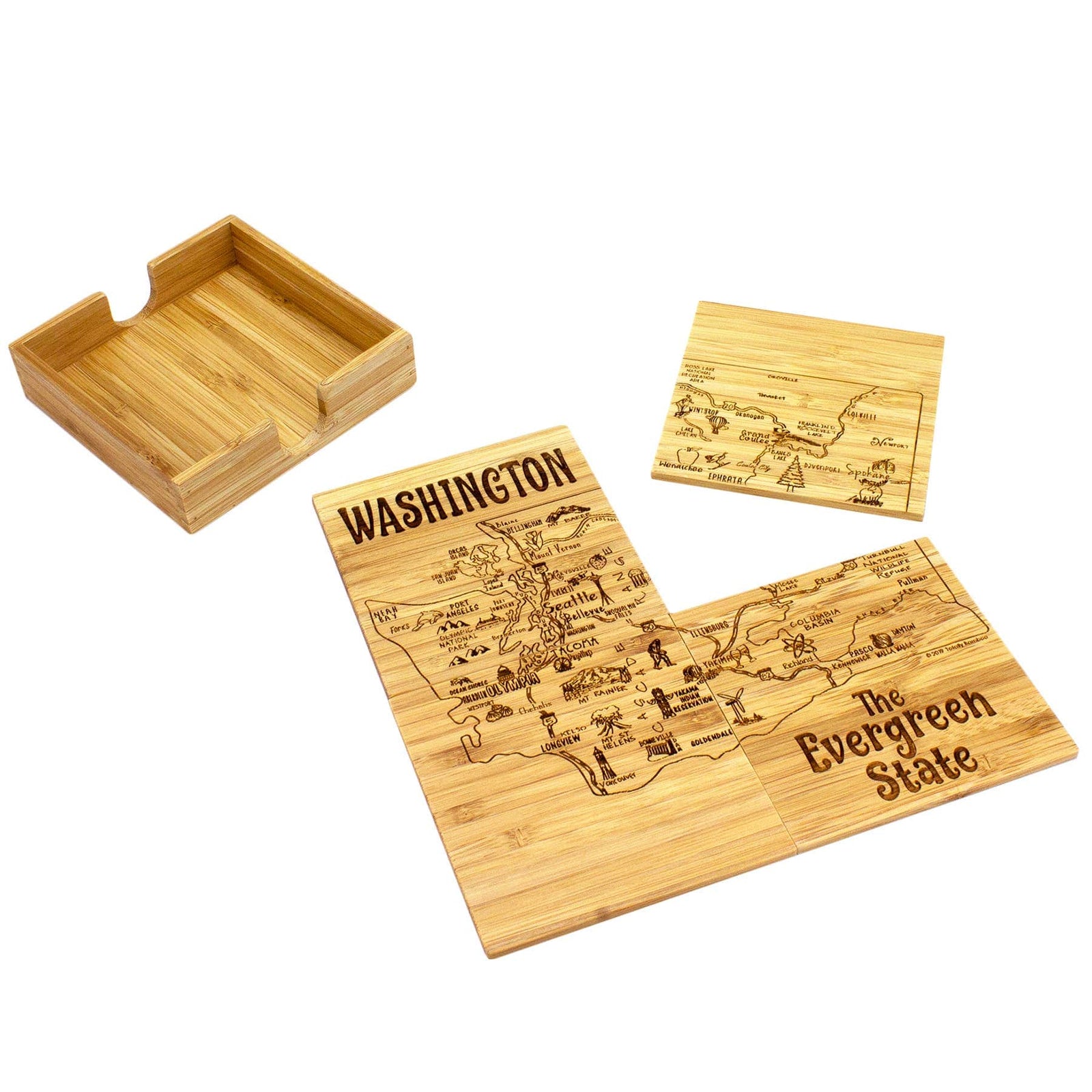 Totally Bamboo Home Washington Puzzle 4-Pc. Coaster Set with Case